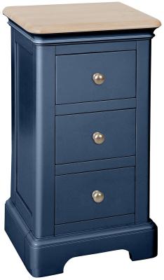 Cromwell Electric Blue Painted 3 Drawer Compact Bedside Cabinet