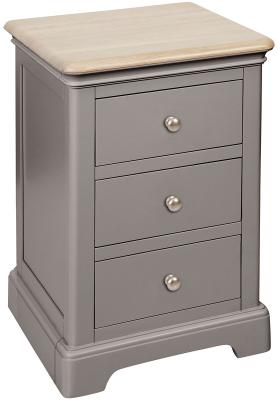 Cromwell Warm Grey Painted 3 Drawer Bedside Cabinet