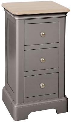 Cromwell Warm Grey Painted 3 Drawer Compact Bedside Cabinet