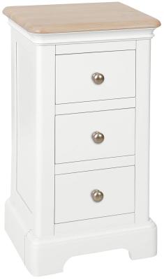 Cromwell White Painted 3 Drawer Compact Bedside Cabinet