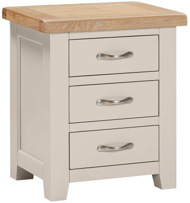 Wilmont Cobblestone Grey Painted 3 Drawer Bedside Cabinet