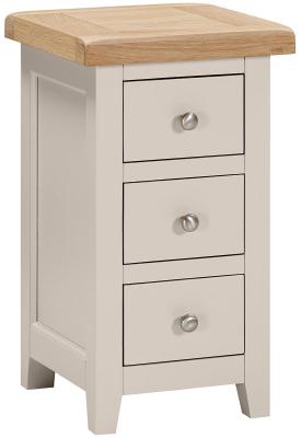 Wilmont Cobblestone Grey Painted 3 Drawer Compact Bedside Cabinet