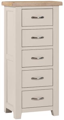 Wilmont Cobblestone Grey Painted 5 Drawer Tall Chest