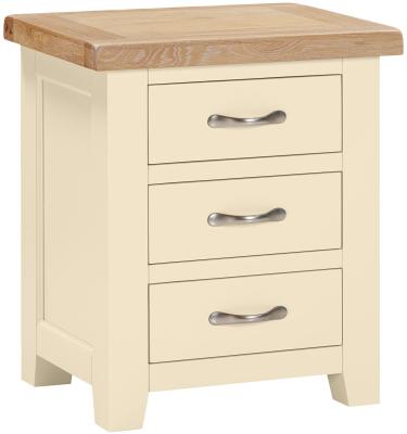 Wilmont Ivory Painted 3 Drawer Bedside Cabinet