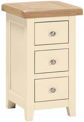 Wilmont Ivory Painted 3 Drawer Compact Bedside Cabinet