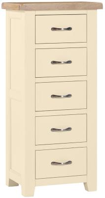 Product photograph of Wilmont Ivory Painted 5 Drawer Tall Chest from Choice Furniture Superstore