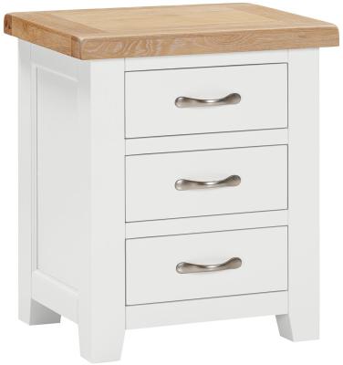 Product photograph of Wilmont White Painted 3 Drawer Bedside Cabinet from Choice Furniture Superstore