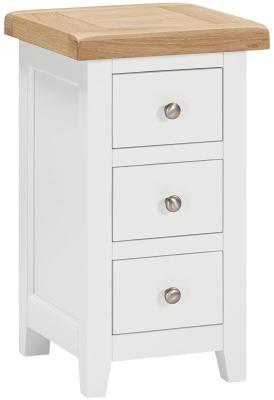 Wilmont White Painted 3 Drawer Compact Bedside Cabinet