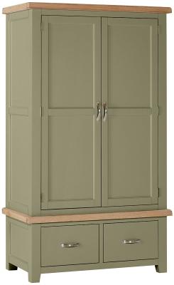 Wilmont Fern Green Painted 2 Door Combi Wardrobe