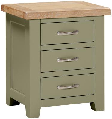 Wilmont Fern Green Painted 3 Drawer Bedside Cabinet