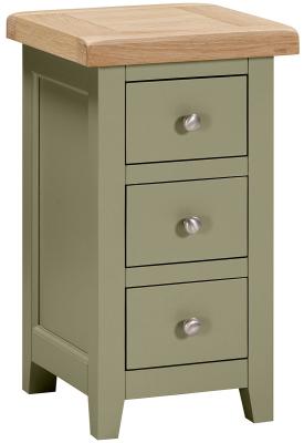 Product photograph of Wilmont Fern Green Painted 3 Drawer Compact Bedside Cabinet from Choice Furniture Superstore