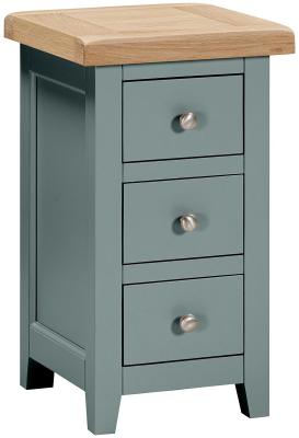 Wilmont Blue Lagoon Painted 3 Drawer Compact Bedside Cabinet