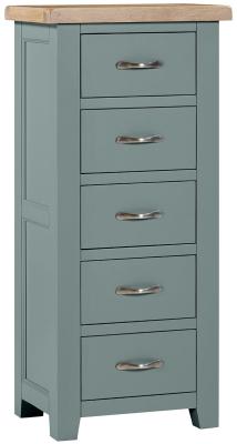 Wilmont Blue Lagoon Painted 5 Drawer Tall Chest