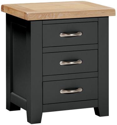 Wilmont Raven Black Painted 3 Drawer Bedside Cabinet