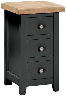 Wilmont Raven Black Painted 3 Drawer Compact Bedside Cabinet