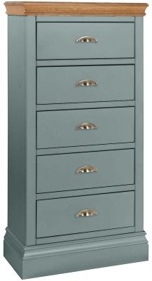 Versailles Blue Lagoon Painted 5 Drawer Wellington Chest