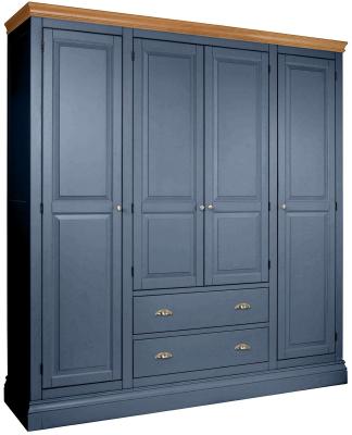 Versailles Neptune Blue Painted 4 Door Combi Wardrobe