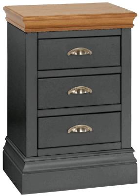 Versailles Raven Black Painted 3 Drawer Bedside Cabinet