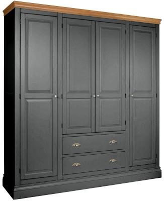 Versailles Raven Black Painted 4 Door Combi Wardrobe