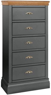 Product photograph of Versailles Raven Black Painted 5 Drawer Wellington Chest from Choice Furniture Superstore