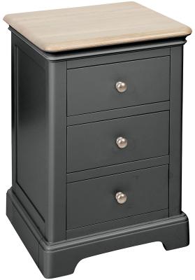 Cromwell Raven Black Painted 3 Drawer Bedside Cabinet