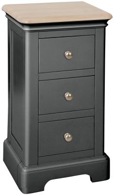 Cromwell Raven Black Painted 3 Drawer Compact Bedside Cabinet