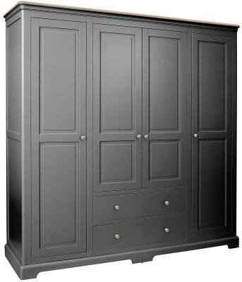 Cromwell Raven Black Painted 4 Door Combi Wardrobe