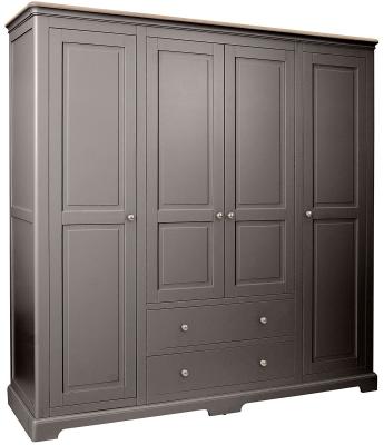 Cromwell Warm Grey Painted 4 Door Combi Wardrobe