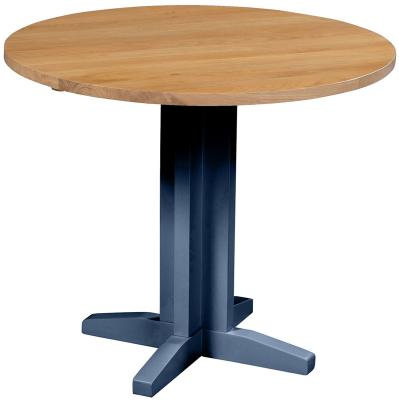 Lundy Electric Blue Painted 2 Seater Round Drop Leaf Dining Table