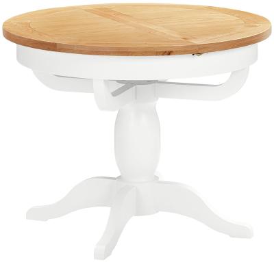 Lundy White Painted 4 To 6 Seater Round Extending Dining Table With Pedestal Base