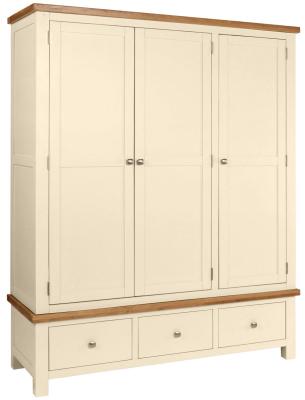 Product photograph of Lundy Ivory Painted 3 Door Triple Wardrobe from Choice Furniture Superstore