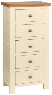 Product photograph of Lundy Ivory Painted 5 Drawer Narrow Chest from Choice Furniture Superstore