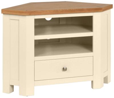 Product photograph of Lundy Ivory Painted 90cm Corner Tv Unit from Choice Furniture Superstore
