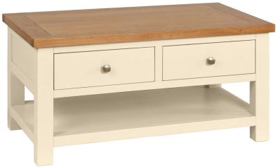 Product photograph of Lundy Ivory Painted 2 Drawer Coffee Table from Choice Furniture Superstore