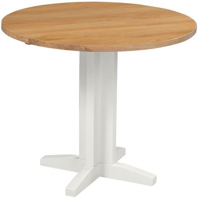 Lundy Grey Mist Painted 2 Seater Round Drop Leaf Dining Table