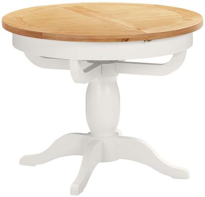 Lundy Grey Mist Painted 4 To 6 Seater Round Extending Dining Table With Pedestal Base