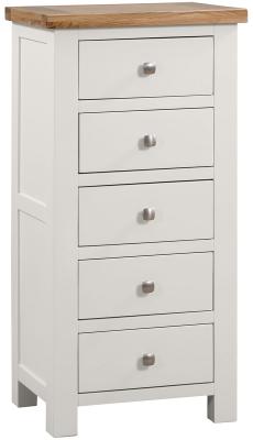 Product photograph of Lundy Grey Mist Painted 5 Drawer Tall Chest from Choice Furniture Superstore