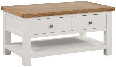 Product photograph of Lundy Grey Mist Painted 2 Drawer Coffee Table from Choice Furniture Superstore