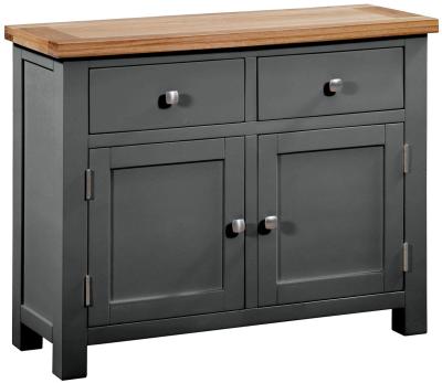 Product photograph of Lundy Raven Black Painted 2 Door Small Sideboard from Choice Furniture Superstore