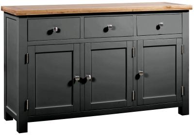 Product photograph of Lundy Raven Black Painted 3 Door Large Sideboard from Choice Furniture Superstore