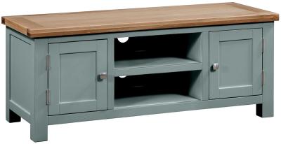 Product photograph of Lundy Blue Lagoon Painted 120cm Large Tv Unit from Choice Furniture Superstore