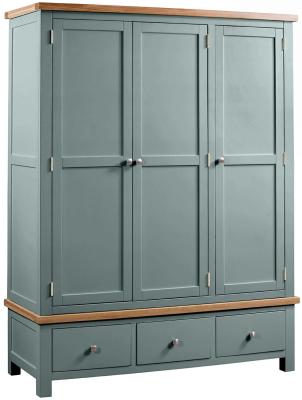 Product photograph of Lundy Blue Lagoon Painted 3 Door Triple Wardrobe from Choice Furniture Superstore