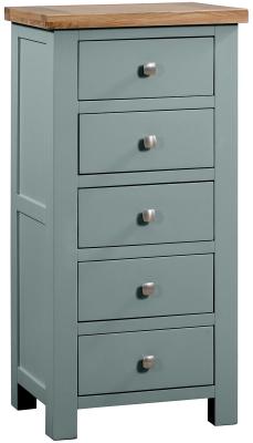 Lundy Blue Lagoon Painted 5 Drawer Tall Chest