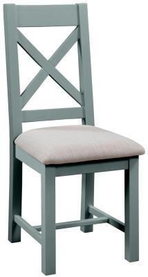 Product photograph of Lundy Blue Lagoon Painted Crossback Dining Chair Sold In Pairs from Choice Furniture Superstore