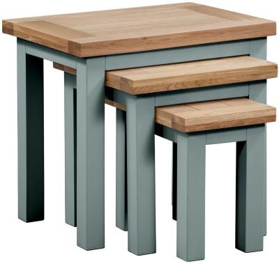 Lundy Blue Lagoon Painted Nest Of 3 Tables