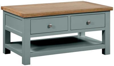 Product photograph of Lundy Blue Lagoon Painted 2 Drawer Coffee Table from Choice Furniture Superstore