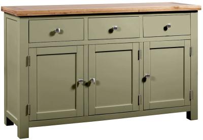 Lundy Fern Green Painted 3 Door Large Sideboard