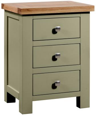 Lundy Fern Green Painted 3 Drawer Bedside Cabinet