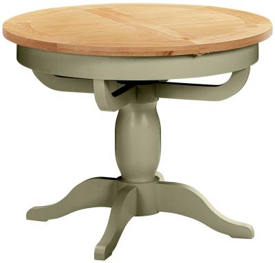 Lundy Fern Green Painted 4 To 6 Seater Round Extending Dining Table With Pedestal Base