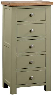 Product photograph of Lundy Fern Green Painted 5 Drawer Tall Chest from Choice Furniture Superstore